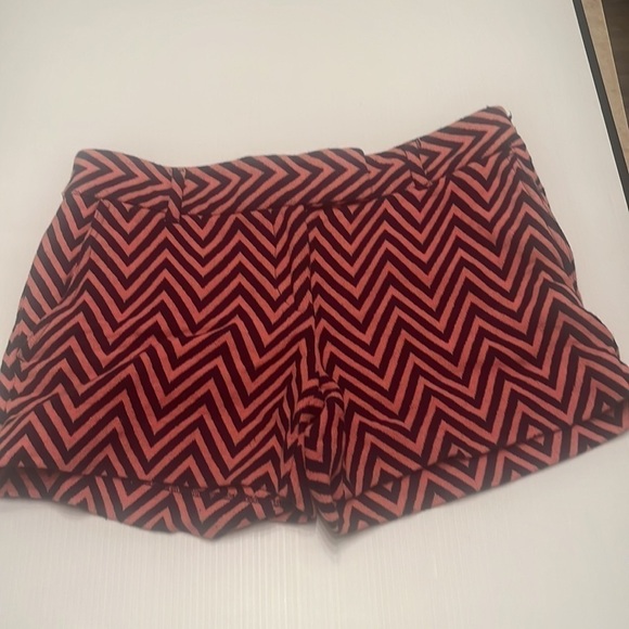 Ann Taylor LOFT The Riviera Shorts size 2 Coral pink Navy Chevron Stripe cotton - Picture 6 of 11
